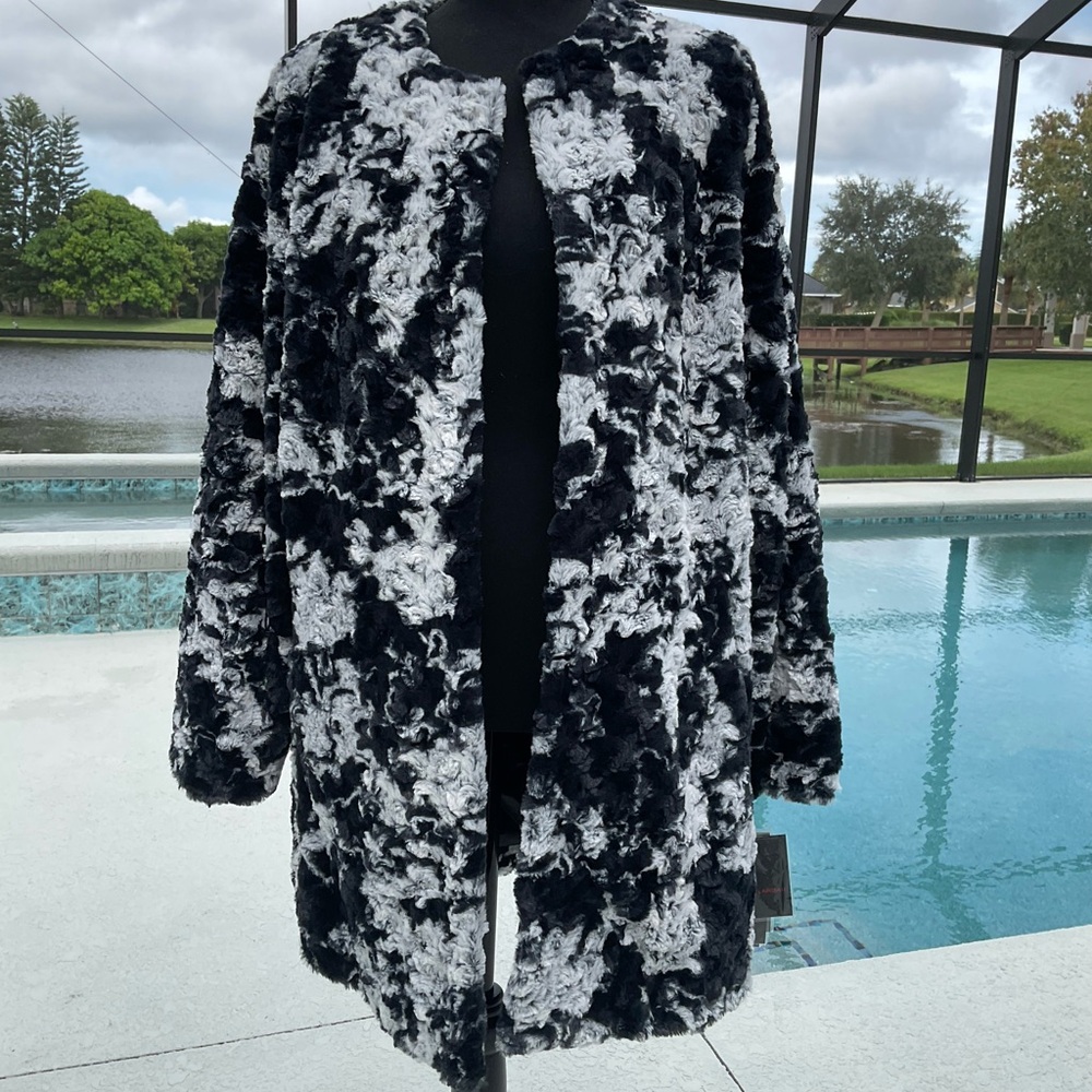 Black and White Faux Fur Coat